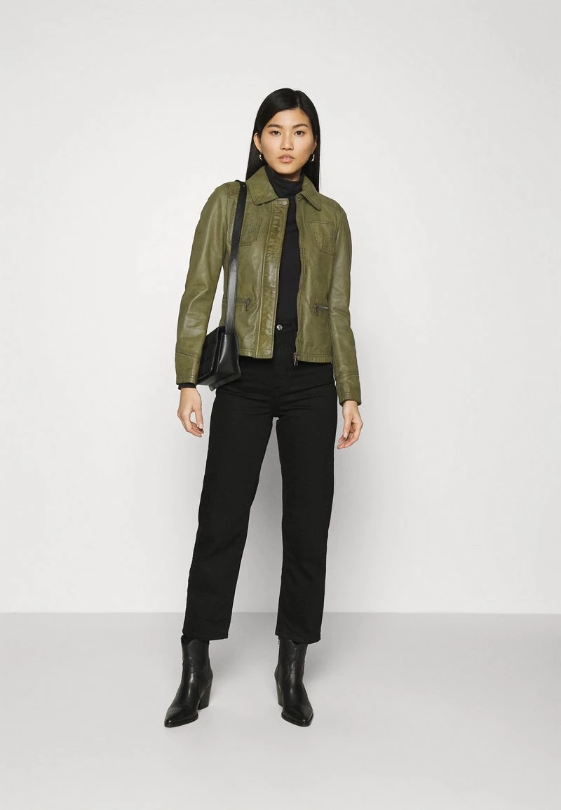 Oakwood Damen IOTA Lederjacke Khaki 2 Oakwood Damen IOTA Lederjacke Khaki – Bild 2