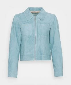Oakwood Damen SHAKE Lederjacke Light Blue -Oakwood Soldes Boutique 027d4246b0224499aa01ee29b15e9617