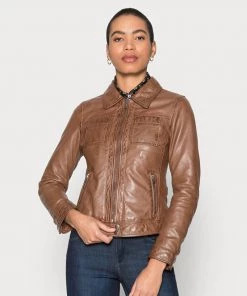 Oakwood Damen RECITAL Lederjacke Cognac