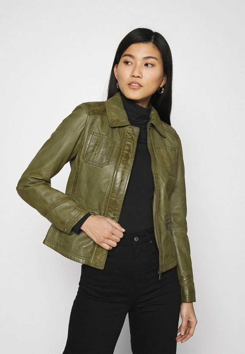 Oakwood Damen IOTA Lederjacke Khaki 4 Oakwood Damen IOTA Lederjacke Khaki – Bild 4