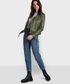 Oakwood Damen RADIO Lederjacke Green -Oakwood Soldes Boutique 04802ff82ae344d685db4f70e3f193ed