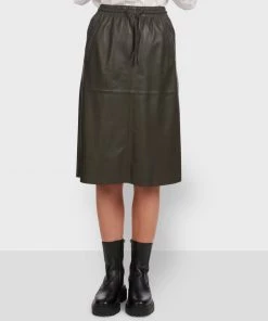 Oakwood Damen BAMBA Lederrock Khaki -Oakwood Soldes Boutique 055a1861f72345a589a9c76520ee650d