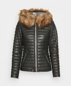 Oakwood Damen FURY Lederjacke Dark Green -Oakwood Soldes Boutique 111aa228dce74e82ab94f81819457d90
