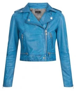 Oakwood Damen KYOTO Lederjacke Blue -Oakwood Soldes Boutique 19797326fefc41279f49dcd5f34b328a