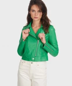 Oakwood NIKKO Lederjacke Neon Green Damen