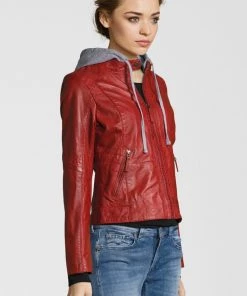 Oakwood MONDAY Lederjacke Red Damen -Oakwood Soldes Boutique 1f5782ff4f43425594137dec27a7c96f