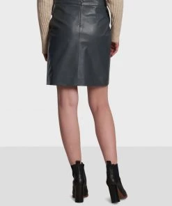 Oakwood Damen SILVIA Lederrock Petrol -Oakwood Soldes Boutique 20622d51640145b0880cdf29c5a09e04