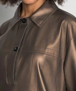 Oakwood Damen CARACAS Blusenkleid Antic Brown -Oakwood Soldes Boutique 213fde30524c46028a2299b3264ff876