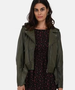 Oakwood RADIO Lederjacke Khaki Damen