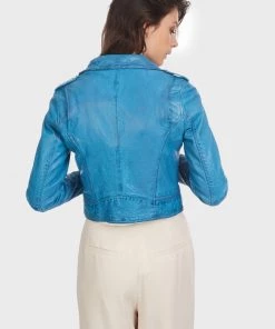 Oakwood Damen KYOTO Lederjacke Blue -Oakwood Soldes Boutique 32d8a17b65db4eaa9f1dc967881f0c1f