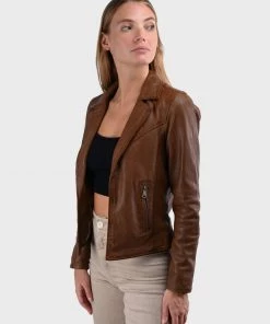 Oakwood Damen FRANNY Lederjacke Brown -Oakwood Soldes Boutique 333462024a56445bae374d7142929c99