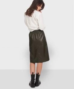 Oakwood Damen BAMBA Lederrock Khaki -Oakwood Soldes Boutique 3ae2586ccccc4959a65c6ac148df4443