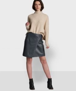 Oakwood Damen SILVIA Lederrock Petrol -Oakwood Soldes Boutique 3bef4e6cc42d4434967eda44995571b0