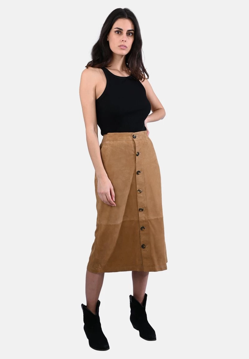 Oakwood Damen ALIANA Lederrock Camel 2 Oakwood Damen ALIANA Lederrock Camel – Bild 2