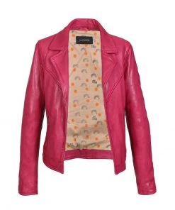 Oakwood FRANNY Lederjacke Fuchsia Damen -Oakwood Soldes Boutique 4262589e714443ed8bd21f9737df9806