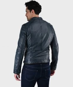 Oakwood CASEY Lederjacke Navy Blue Herren -Oakwood Soldes Boutique 461437bf46bf4b2ab6635e32af0577fc