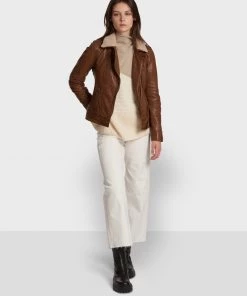 Oakwood FLOW Lederjacke Brown Damen