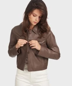 Oakwood Damen GRACE Lederjacke Brown -Oakwood Soldes Boutique 525a713da26e4a5b994583c4b8eca723