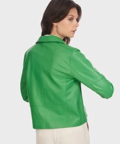 Oakwood Damen ROSALIE Lederjacke Green -Oakwood Soldes Boutique 5bc5b39a85594a6891e3a61557881218