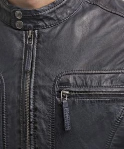 Oakwood CASEY Lederjacke Navy Blue Herren -Oakwood Soldes Boutique 5c2b92a638874cbfa96b201eaf7ba880