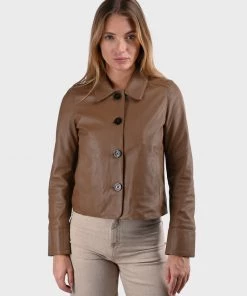 Oakwood ROSALIE Lederjacke Brown Damen -Oakwood Soldes Boutique 5e2e4f4d732d43f4a8ffaf0783ce0854