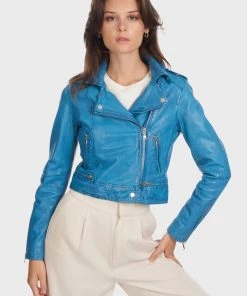 Oakwood Soldes Boutique 12 Oakwood Damen KYOTO Lederjacke Blue