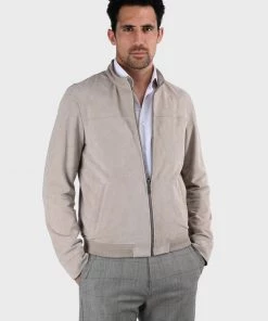 Oakwood FILIP Lederjacke Light Grey Herren