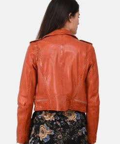 Oakwood KYOTO Lederjacke Orange Damen -Oakwood Soldes Boutique 6bde85cd43654a1892284266621e2bf9