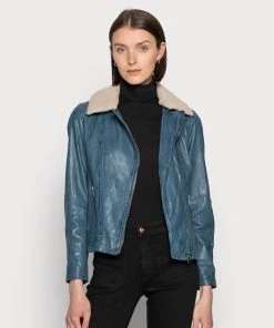 Oakwood Damen FLOW Lederjacke Denim