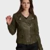 Oakwood CAMERA Lederjacke Khaki Damen