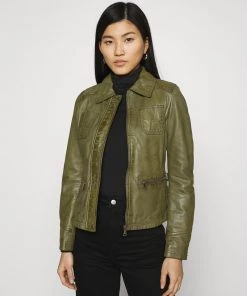 Oakwood Damen IOTA Lederjacke Khaki