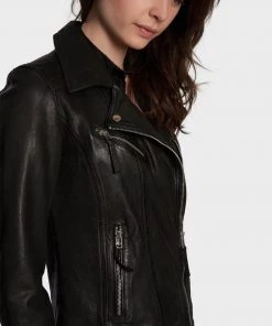 Oakwood CLIPS Lederjacke Black Damen -Oakwood Soldes Boutique 75051da77b774184877b73e3c4900101