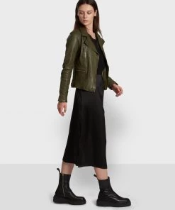 Oakwood CAMERA Lederjacke Khaki Damen -Oakwood Soldes Boutique 7617e47015c8452d8f3d388f09c08eb6