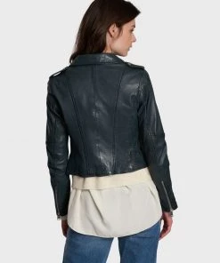 Oakwood Damen ALIZEE Lederjacke Blue -Oakwood Soldes Boutique 7a5d3872a1bc4bf889387f781b036e38