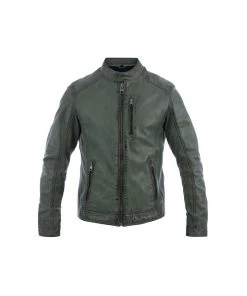 Oakwood Herren AGENT Lederjacke Khaki -Oakwood Soldes Boutique 7f89dca394404e40984c72b6d30da6d3