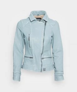 Oakwood Damen VIDEO Lederjacke Sky Blue -Oakwood Soldes Boutique 80bcba8fc6b64179a5f19d458be8cbb0