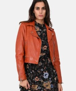 Oakwood KYOTO Lederjacke Orange Damen