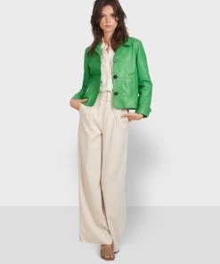 Oakwood Damen ROSALIE Lederjacke Green -Oakwood Soldes Boutique 8665df685825442886ac7eab25d9a059