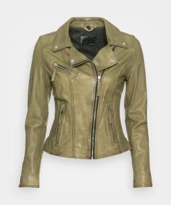 Oakwood Damen CLIPS Lederjacke Light Khaki -Oakwood Soldes Boutique 8b218f759e304025aa4f7ef92d1fd7ec