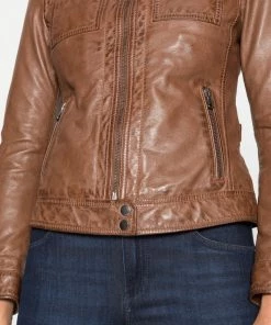 Oakwood Damen RECITAL Lederjacke Cognac -Oakwood Soldes Boutique 924858d289724b42906665a7b0fbfe92