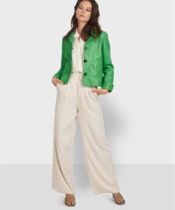 Oakwood Damen ROSALIE Lederjacke Green -Oakwood Soldes Boutique 93a16ca20df04b06920345a9077ecfcf