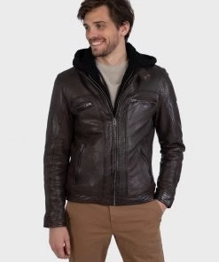 Oakwood Herren DRINK Lederjacke Dark Brown -Oakwood Soldes Boutique 967001edc4ca46a1bf8ec9527f40678a
