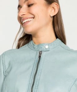 Oakwood KARINE Lederjacke Turquoise Damen -Oakwood Soldes Boutique 9c0a68c729c6449ba2f41aa0ae0d52c9