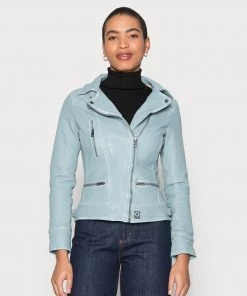 Oakwood Damen VIDEO Lederjacke Sky Blue