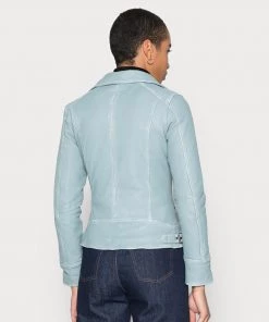 Oakwood Damen VIDEO Lederjacke Sky Blue -Oakwood Soldes Boutique 9d25cbf3bc684494a6f2b8a534ce6b2d