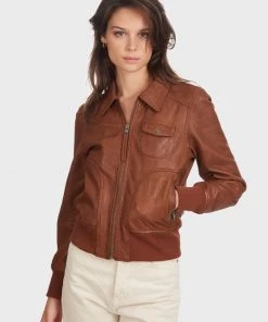 Oakwood GIRL Lederjacke Whisky Damen