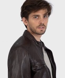 Oakwood Herren DRINK Lederjacke Dark Brown -Oakwood Soldes Boutique ab6af87418d64dbc90243e7fb8b6dbb2