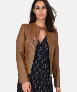 Oakwood EACH Lederjacke Cognac Color Damen