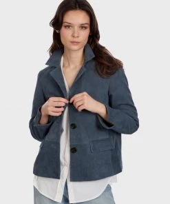 Oakwood Damen ENZA Lederjacke Denim