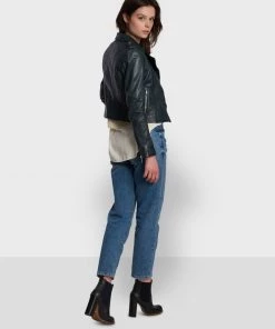 Oakwood Damen ALIZEE Lederjacke Blue -Oakwood Soldes Boutique aed521a758fe4c17988436ead800bf88